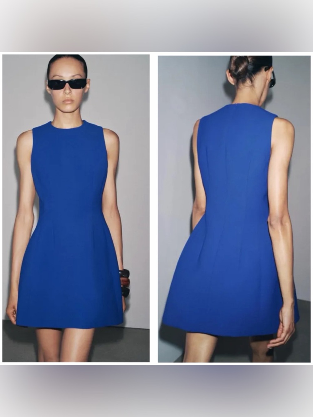 Zara Sleeveless Voluminous Fit & Flare Sheath Dress Electric Blue Sz Small NWT